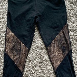 Fabletics Black and Gold Capri Athletic Leggings